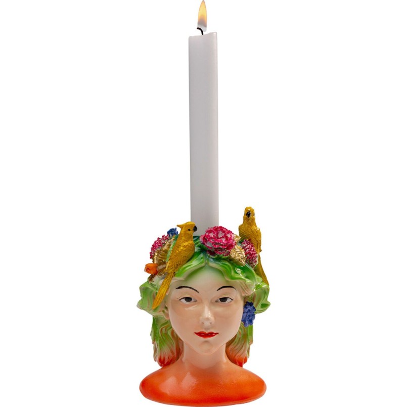 Chandelier femme coiffée de perroquets jaunes - Kare Design