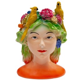 Candleholder featuring a woman with yellow parrots on her head - Kare Design