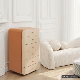 Chiffonnier en simili beige et camel - Tango - Kare Design