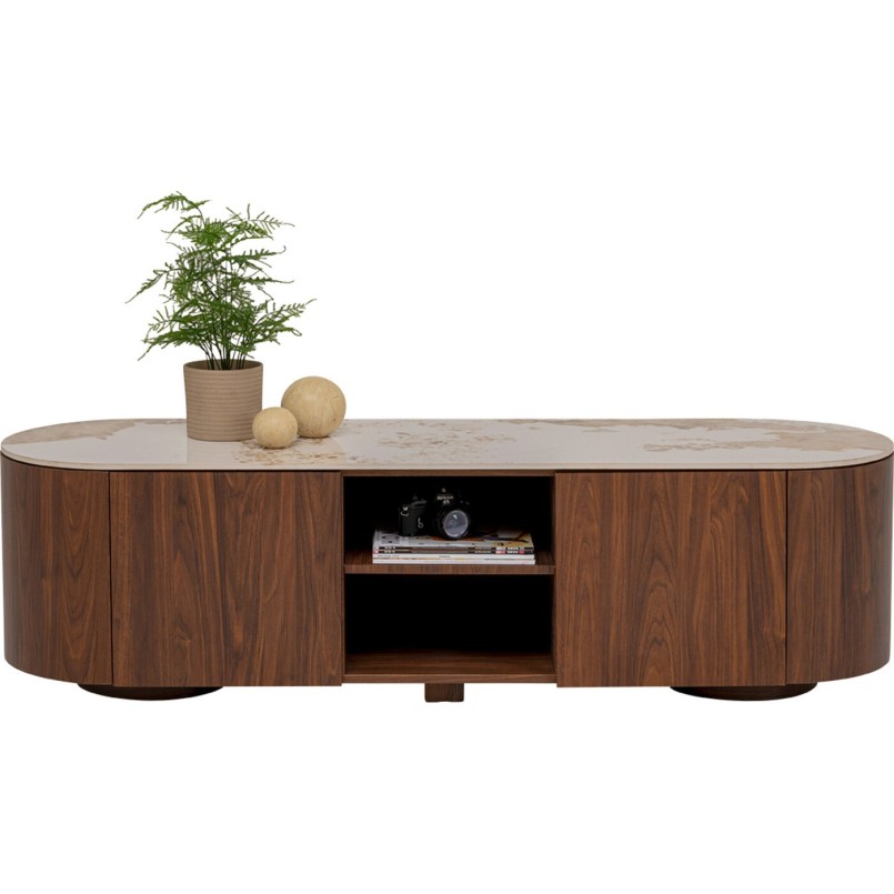 Brown TV Stand with Stoneware Top - Ruben - Kare Design