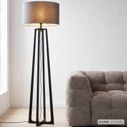 Lampadaire en acier noir et tissu gris foncé - Timon - Kare Design