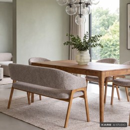 Banc avec accoudoirs en tissu tressé et chêne - August - Kare Design