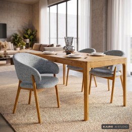 Chaise avec accoudoirs en tissu tressé et chêne - August - Kare Design