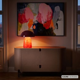 Lampe champignon en verre et acier framboise - Fungo - Kare Design