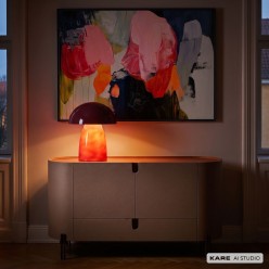 Raspberry-colored glass and steel mushroom lamp - Fungo - Kare Design