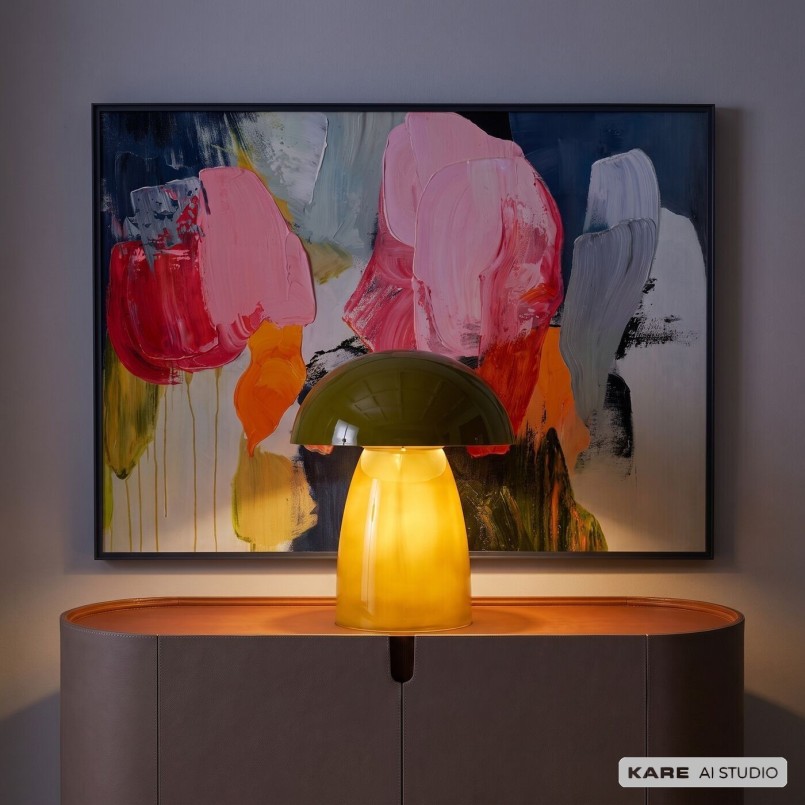 Lampe champignon en verre et acier vert - Fungo - Kare Design
