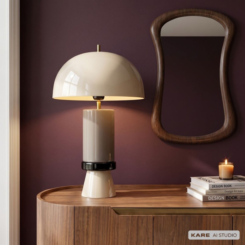 Lampe rétro beige et grise - Josy - Kare Design