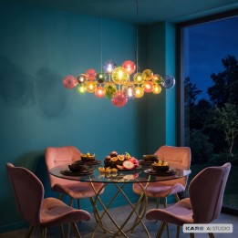 Suspension acier doré et verre multicolore - Scala Balls - Kare Design