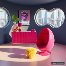 Fauteuil pivotant rose en forme d'oeuf - Eye Ball - Kare Design