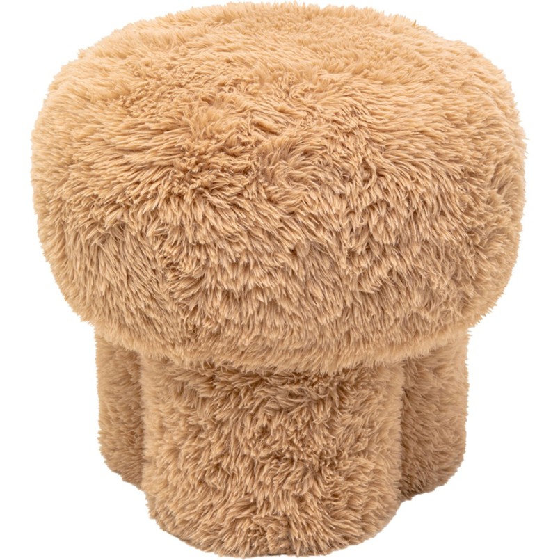 Tabouret taupe à poils longs - Softy - Kare Design