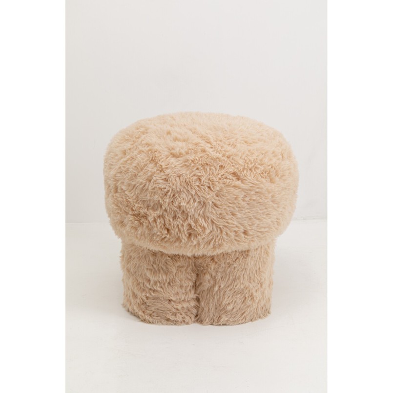 Tabouret beige à poils longs - Softy - Kare Design