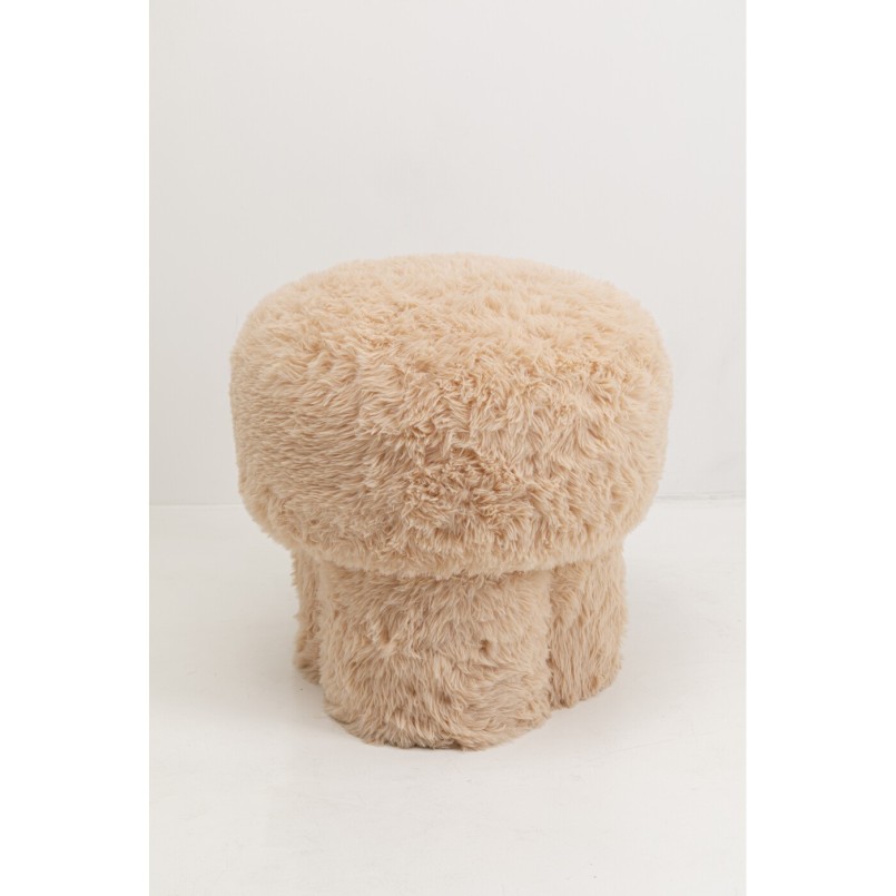 Tabouret beige à poils longs - Softy - Kare Design