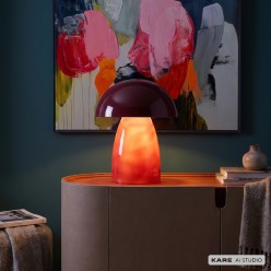 Raspberry-colored glass and steel mushroom lamp - Fungo - Kare Design