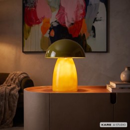 Green Glass and Steel Mushroom Lamp - Fungo - Kare Design