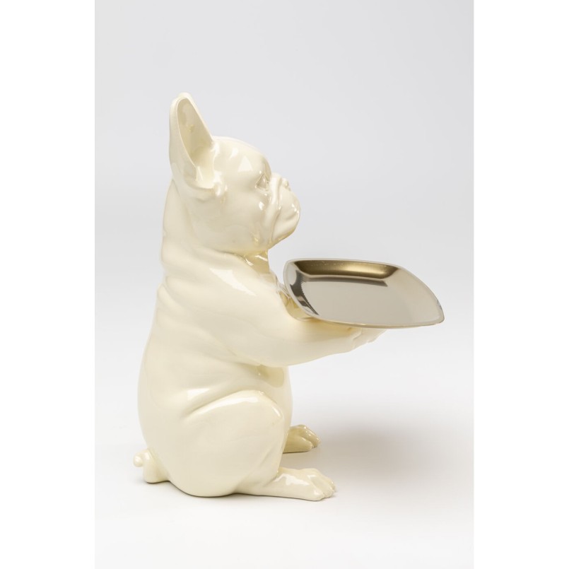 Figurine décorative Dining Dog crème 28cm