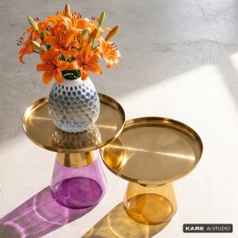 Table basse en verre ambré et acier doré - Bottiglia - Kare Design