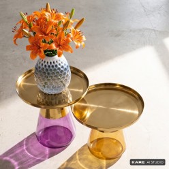 Table basse en verre ambré et acier doré - Bottiglia - Kare Design