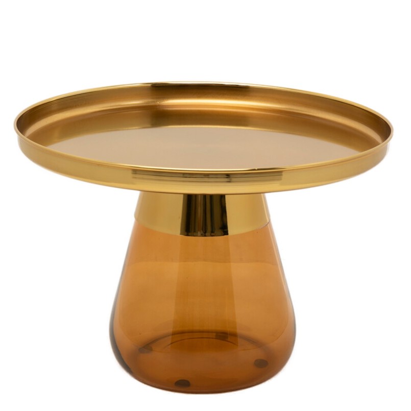 Amber Glass and Gold-Toned Steel Coffee Table - Bottiglia - Kare Design
