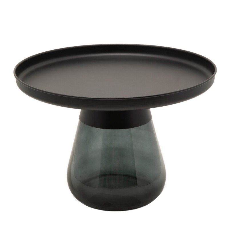 Table basse en verre fumé et acier noir - Bottiglia - Kare Design