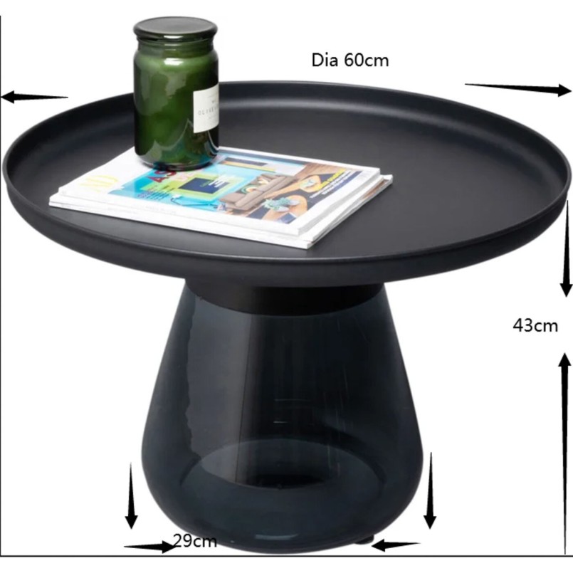 Table basse en verre fumé et acier noir - Bottiglia - Kare Design
