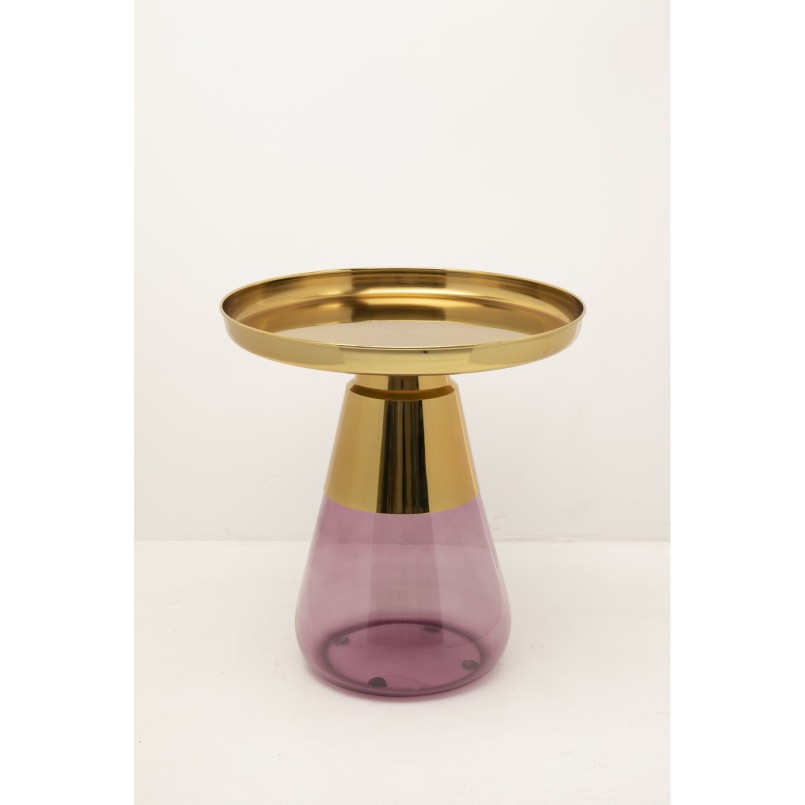 Table d'appoint en verre violet et acier doré - Bottiglia - Kare Design