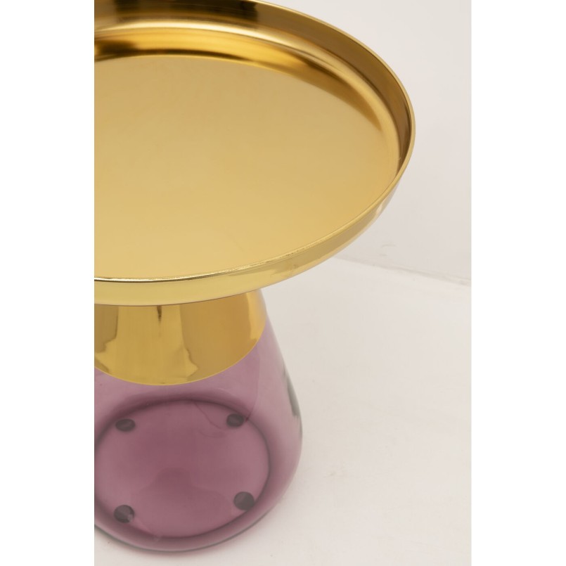 Purple Glass and Gold-Toned Steel Side Table - Bottiglia - Kare Design