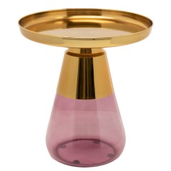 Purple Glass and Gold-Toned Steel Side Table - Bottiglia - Kare Design