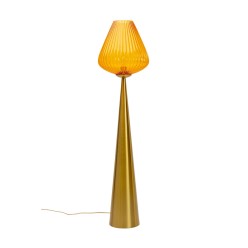 Orange Glass and Gold-Toned Steel Floor Lamp - Genie - Kare Design
