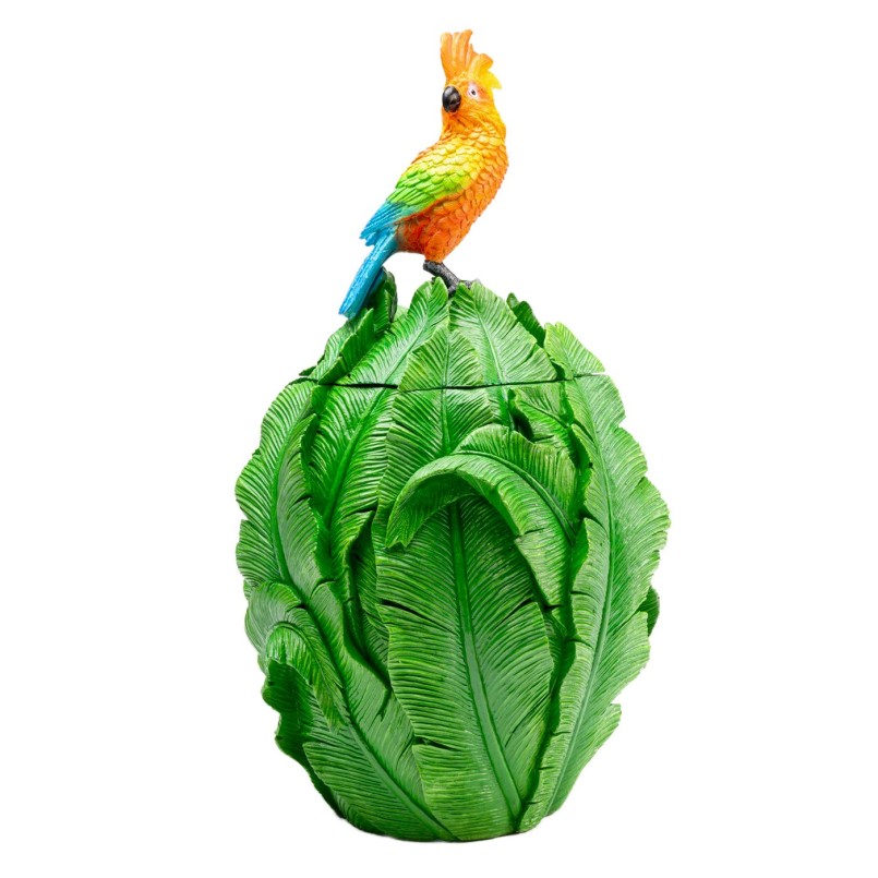 Box with Green Leaves and an Orange Parrot - Kare Design