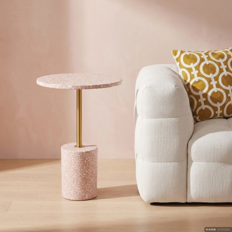 Pink Terrazzo Side Table - Amore - Kare Design