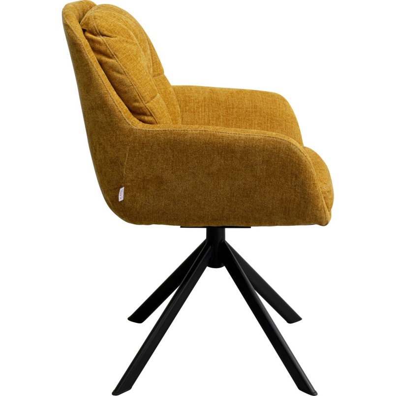 Chaise avec accoudoirs pivotante jaune - Molly - Kare Design