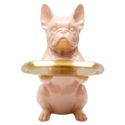 Pink Bulldog Butler Decorative Figurine with Gold Tray - Kare Design