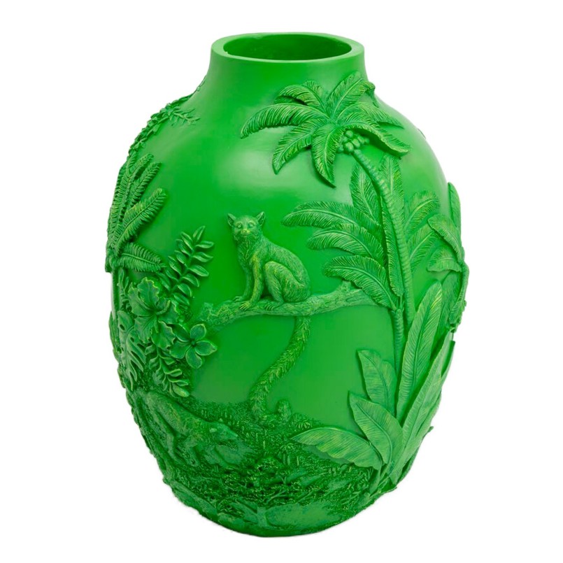Jungle-themed Vase with Relief Design - Tropical - Kare Design