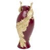 Red vase decorated with two gold peacocks in relief - Kare Design