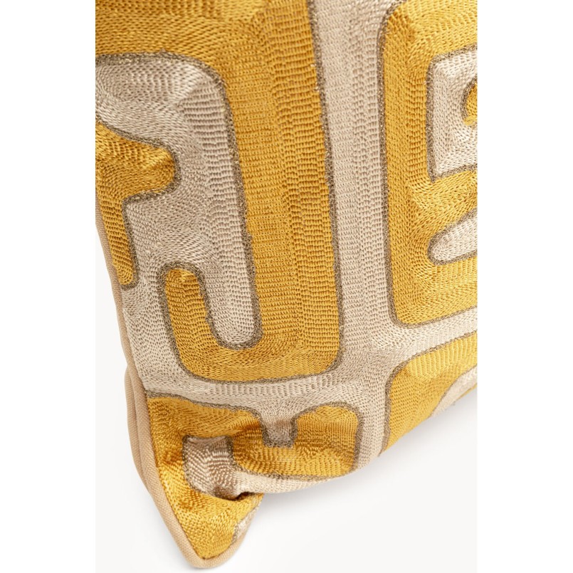 Beige cushion with yellow geometric patterns - Meander - Kare Design