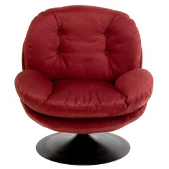 Dark Red Velvet Swivel Armchair - Cosy - Kare Design