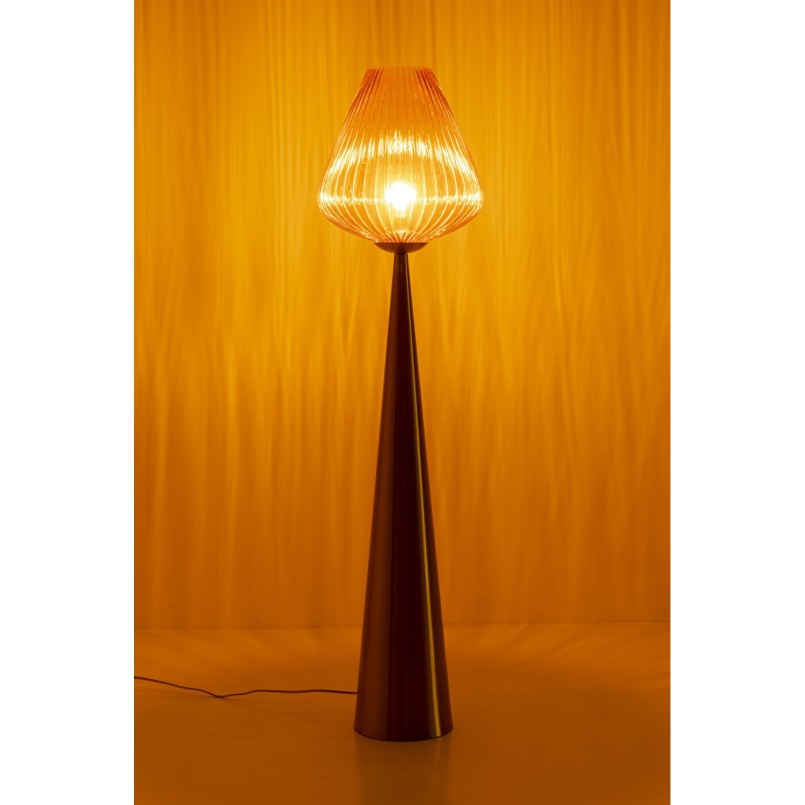 Lampadaire en verre orange et acier doré - Genie - Kare Design