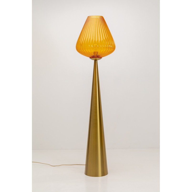 Orange Glass and Gold-Toned Steel Floor Lamp - Genie - Kare Design