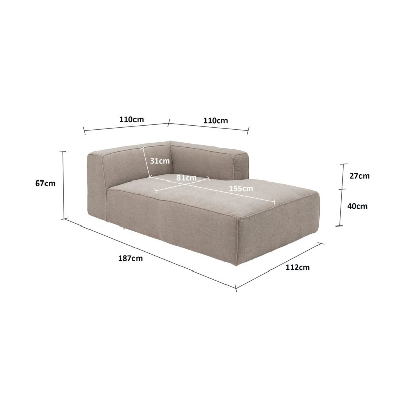 Méridienne pour canapé modulable taupe - Cubo - Kare Design