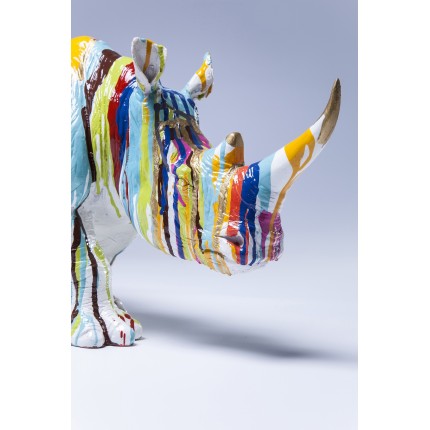 Déco rhino blanc coulées de peinture 55cm Kare Design