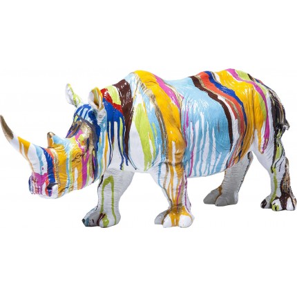 Déco rhino blanc coulées de peinture 55cm Kare Design