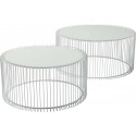 Tables basses rondes Wire set de 2 blanches Kare Design