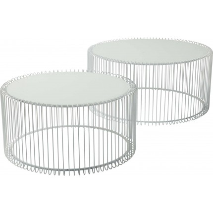 Tables basses rondes Wire set de 2 blanches Kare Design