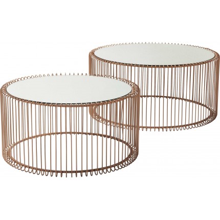 Tables basses rondes Wire set de 2 cuivre Kare Design