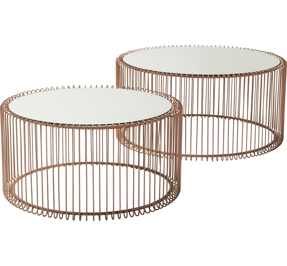 Tables basses Wire cuivre 2/set Kare Design