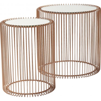 Tables d'appoint rondes Wire cuivre set de 2 Kare Design