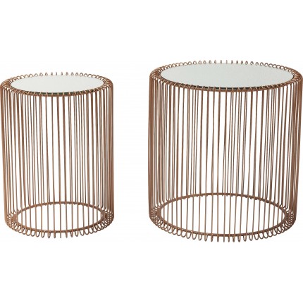 Tables d'appoint rondes Wire cuivre set de 2 Kare Design