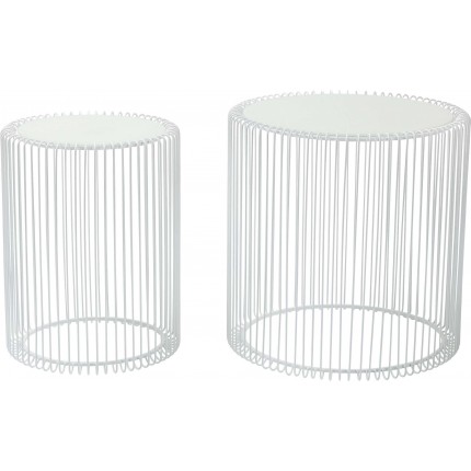 Tables d'appoint rondes Wire blanches set de 2 Kare Design