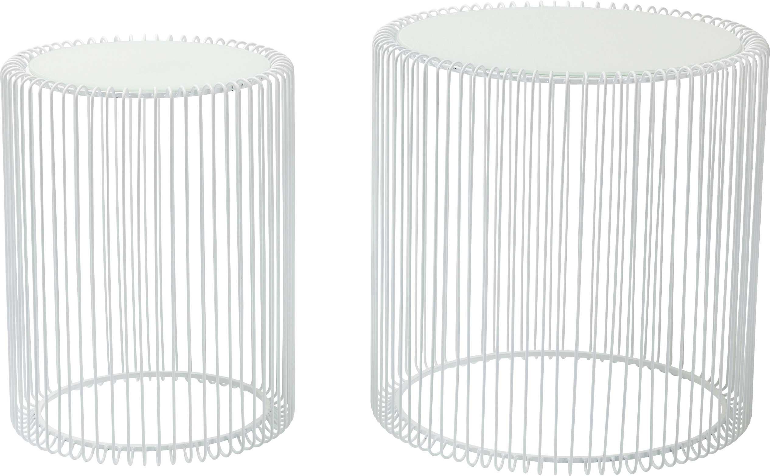 Tables d'appoint rondes Wire blanches set de 2 Kare Design