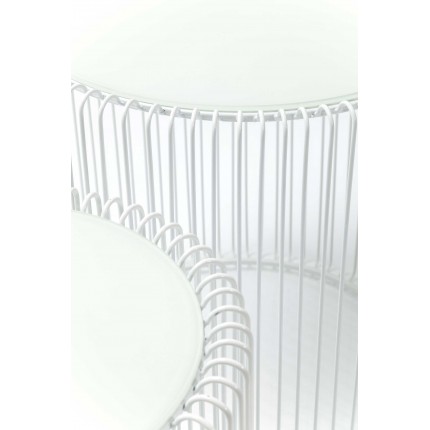 Tables d'appoint rondes Wire blanches set de 2 Kare Design